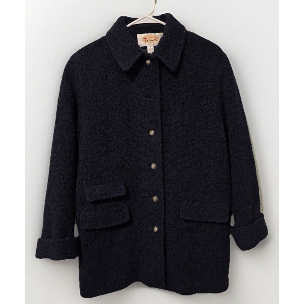 Vintage Talbots Navy Blue Wool Blend Coat Jacket Size 8